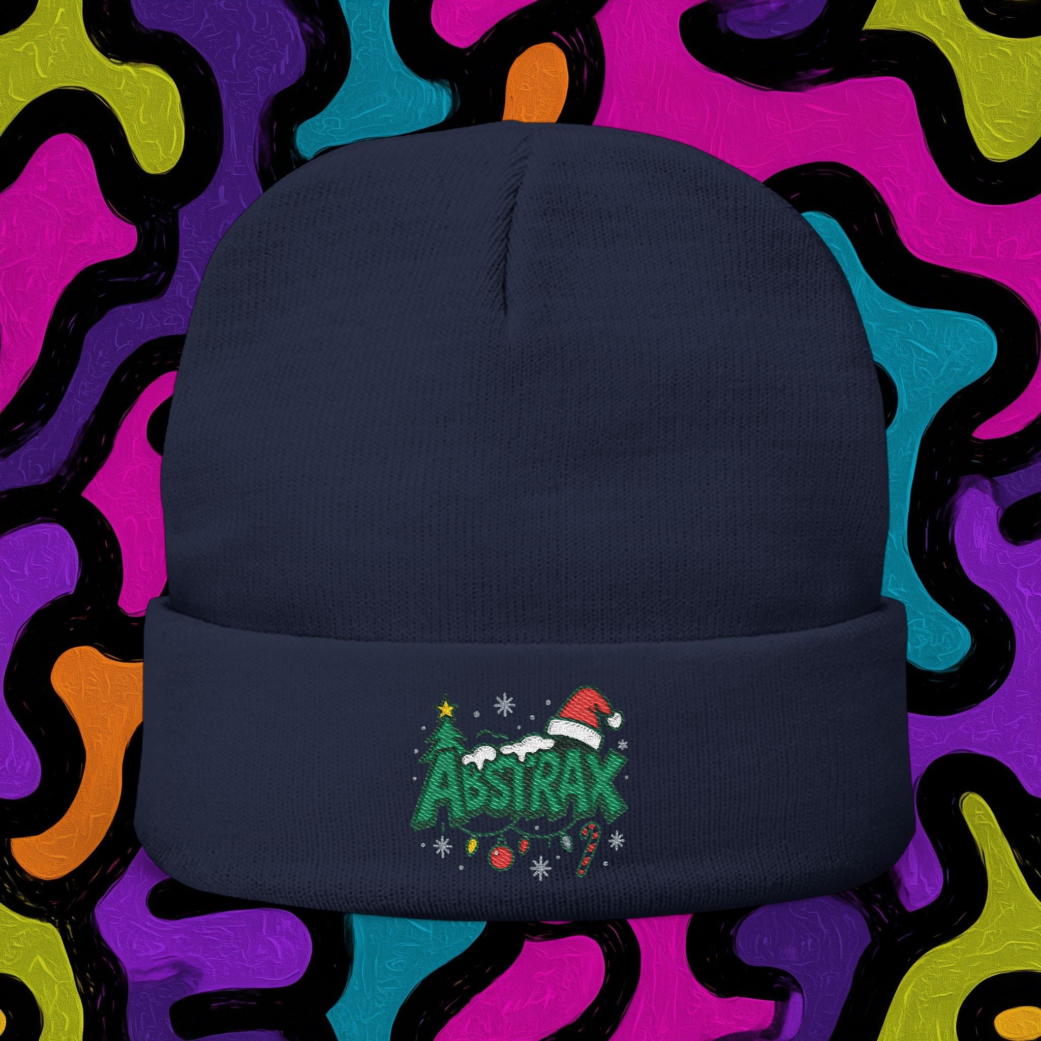 Embroidered 'ABSTRAX' Christmas Knit Beanie