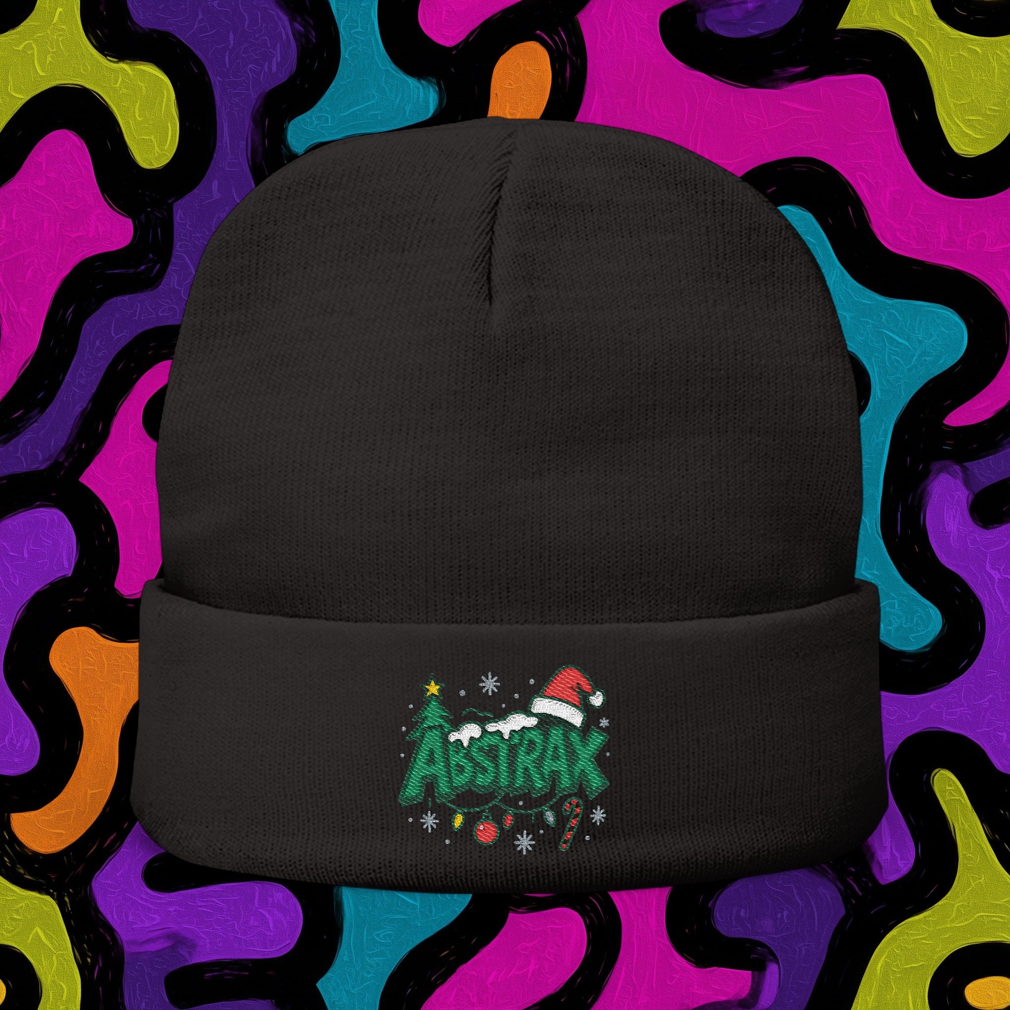 Embroidered 'ABSTRAX' Christmas Knit Beanie