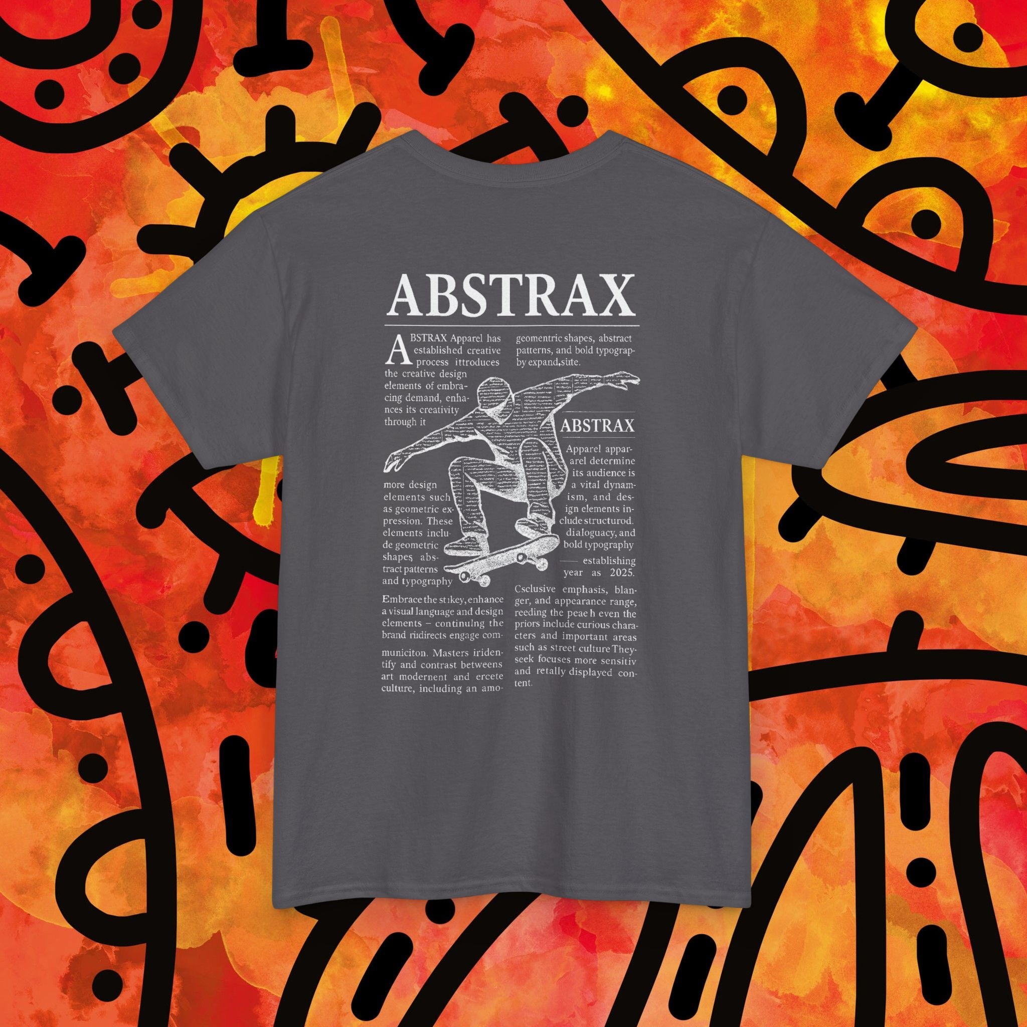 Abstrax Skateboard Tee — Vintage Skate Graphic Black T‑Shirt