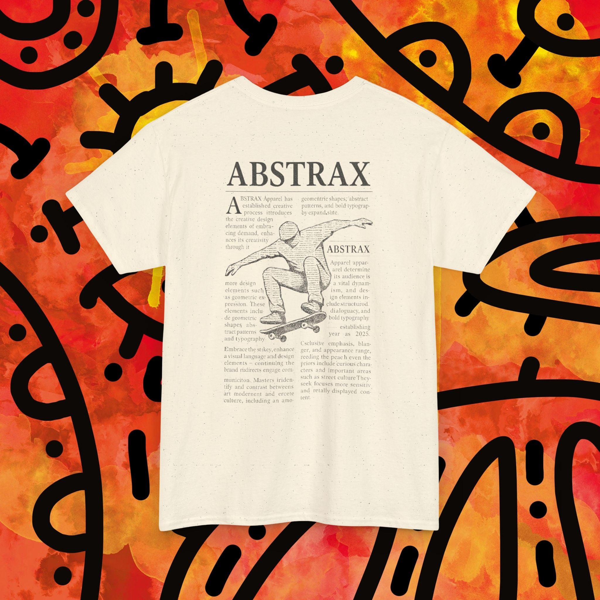 Skateboarder 'ABSTRAX' Graphic Tee — Vintage Newspaper Skate Shirt