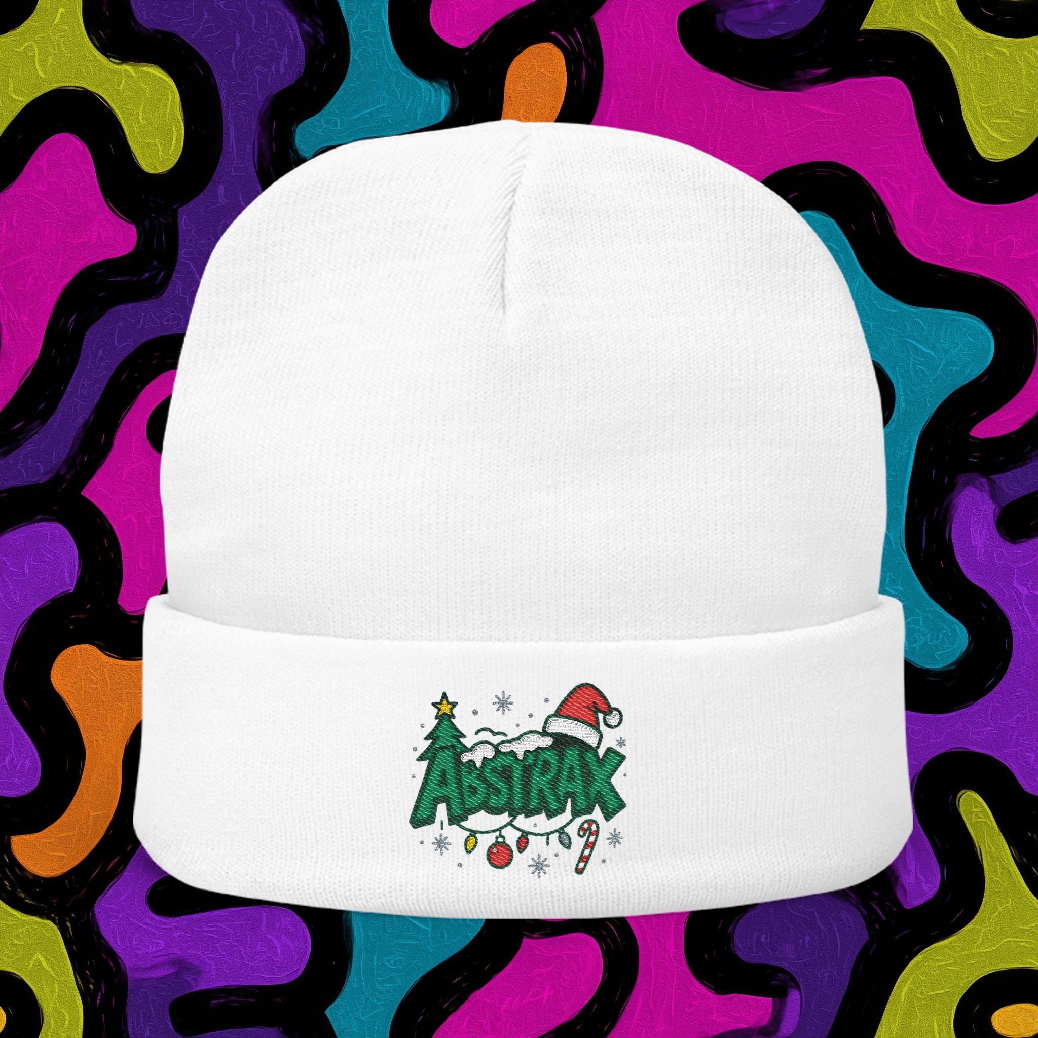 Embroidered 'ABSTRAX' Christmas Knit Beanie