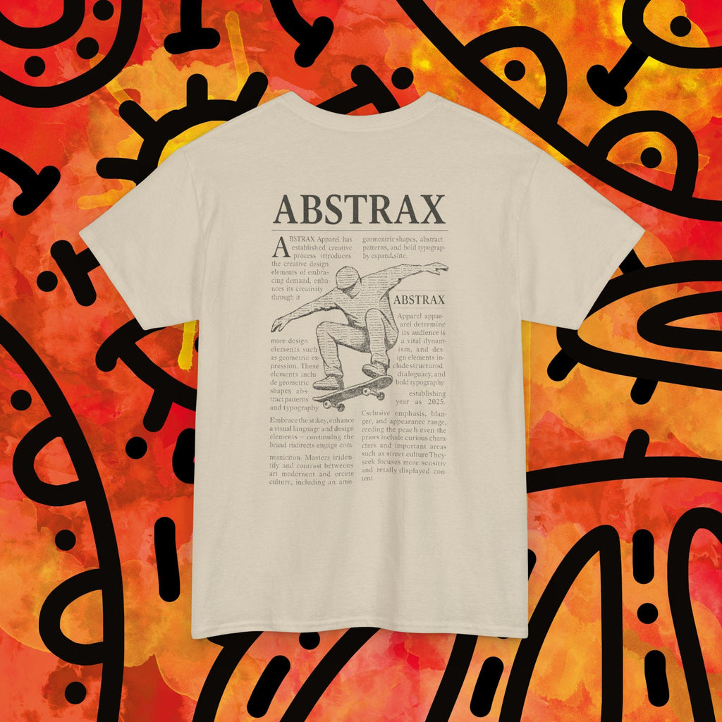 Skateboarder 'ABSTRAX' Graphic Tee — Vintage Newspaper Skate Shirt